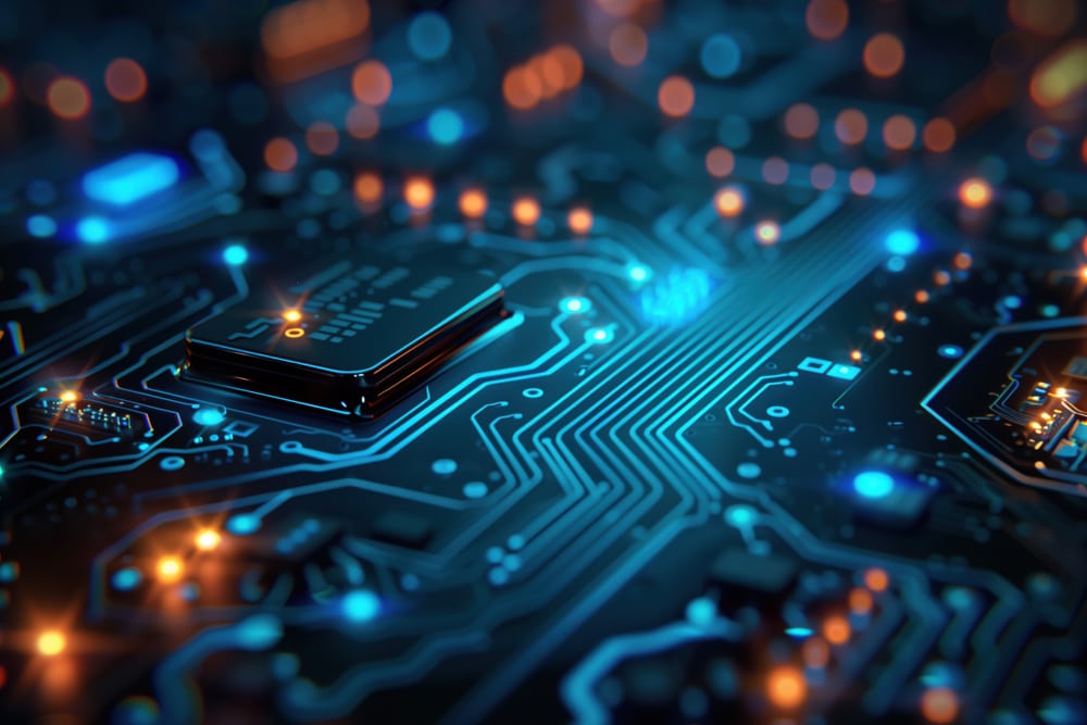 design a blueish background image incorporating circuit boards --ar 3:2 --stylize 200 Job ID: 8676e9ae-854a-4d4e-a5ec-7b2d31ccc79f